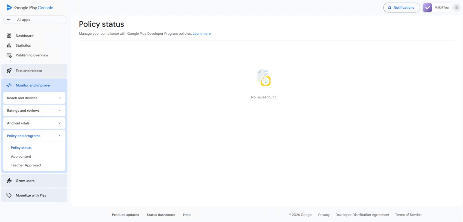 Policy Issue Screenshot